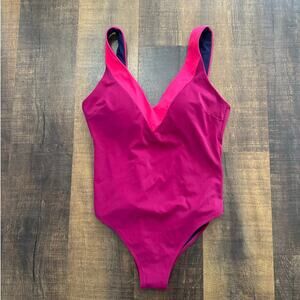 Boden Cross-Back One-Piece Swimsuit Pink Magenta Colorblock Size 12